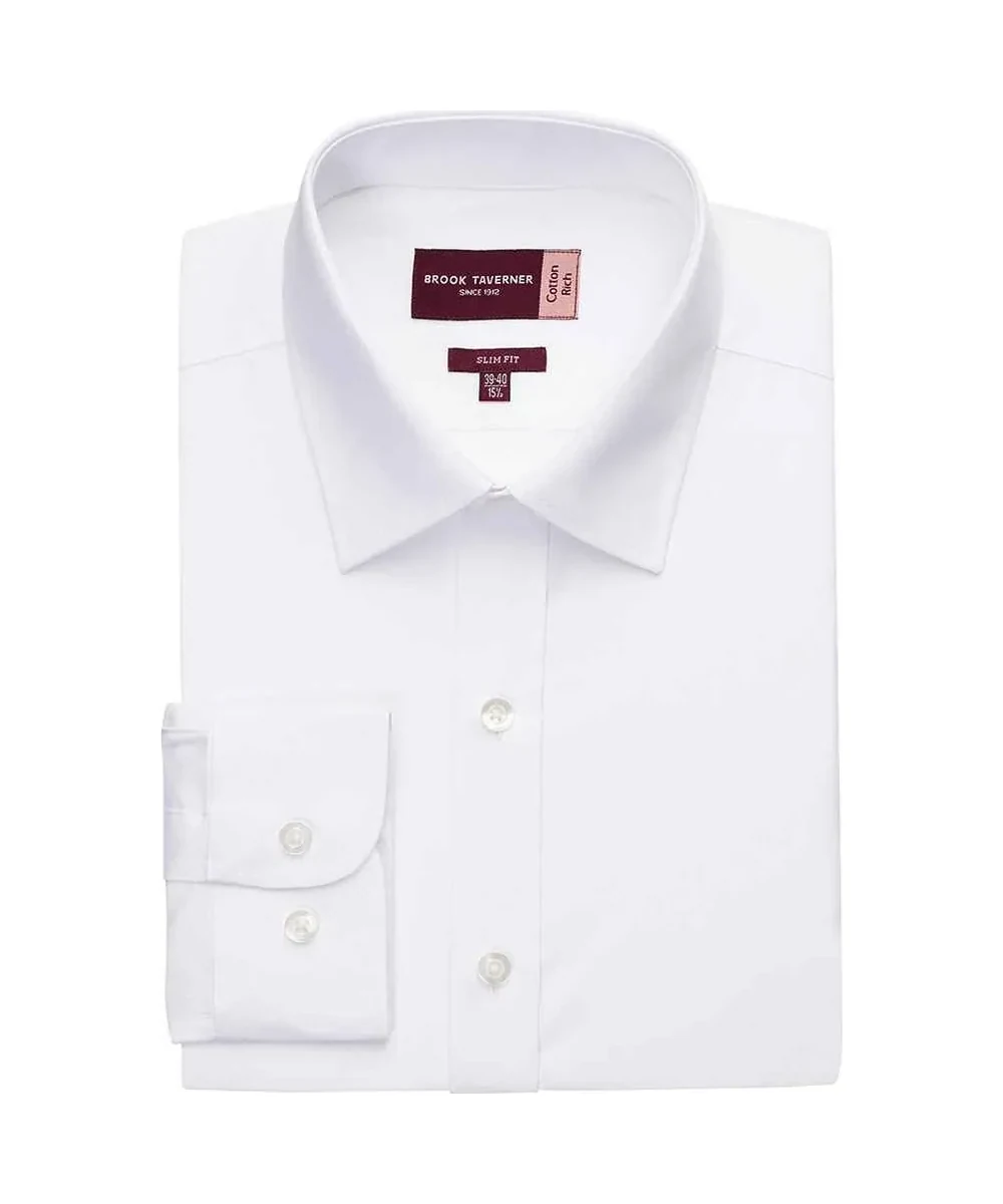 Brook Taverner Alba Long Sleeve Slim Fit Poplin Shirt