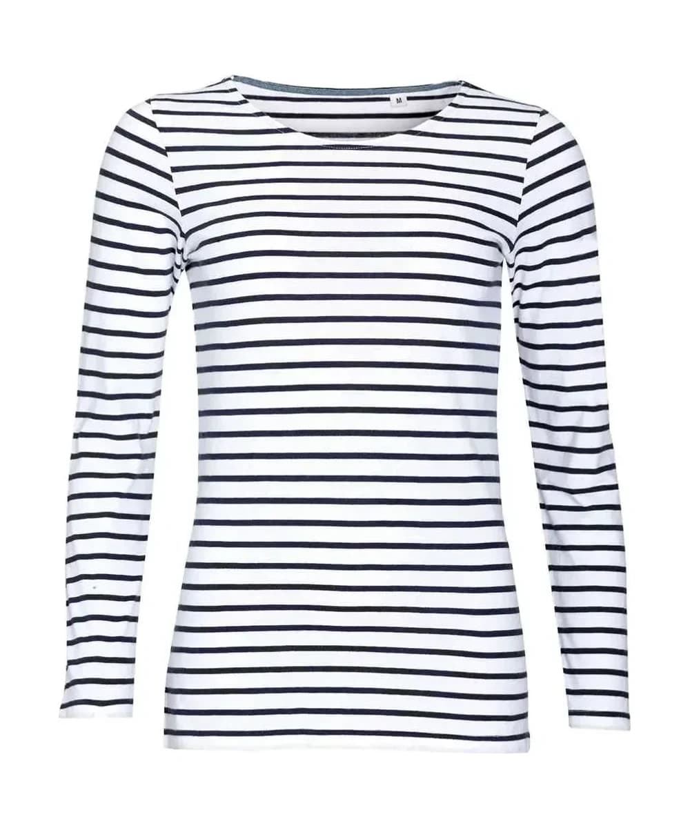 Sol's Ladies Marine Long Sleeve Striped T-Shirt