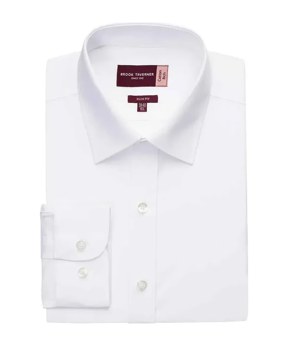 Brook Taverner Alba Long Sleeve Slim Fit Poplin Shirt