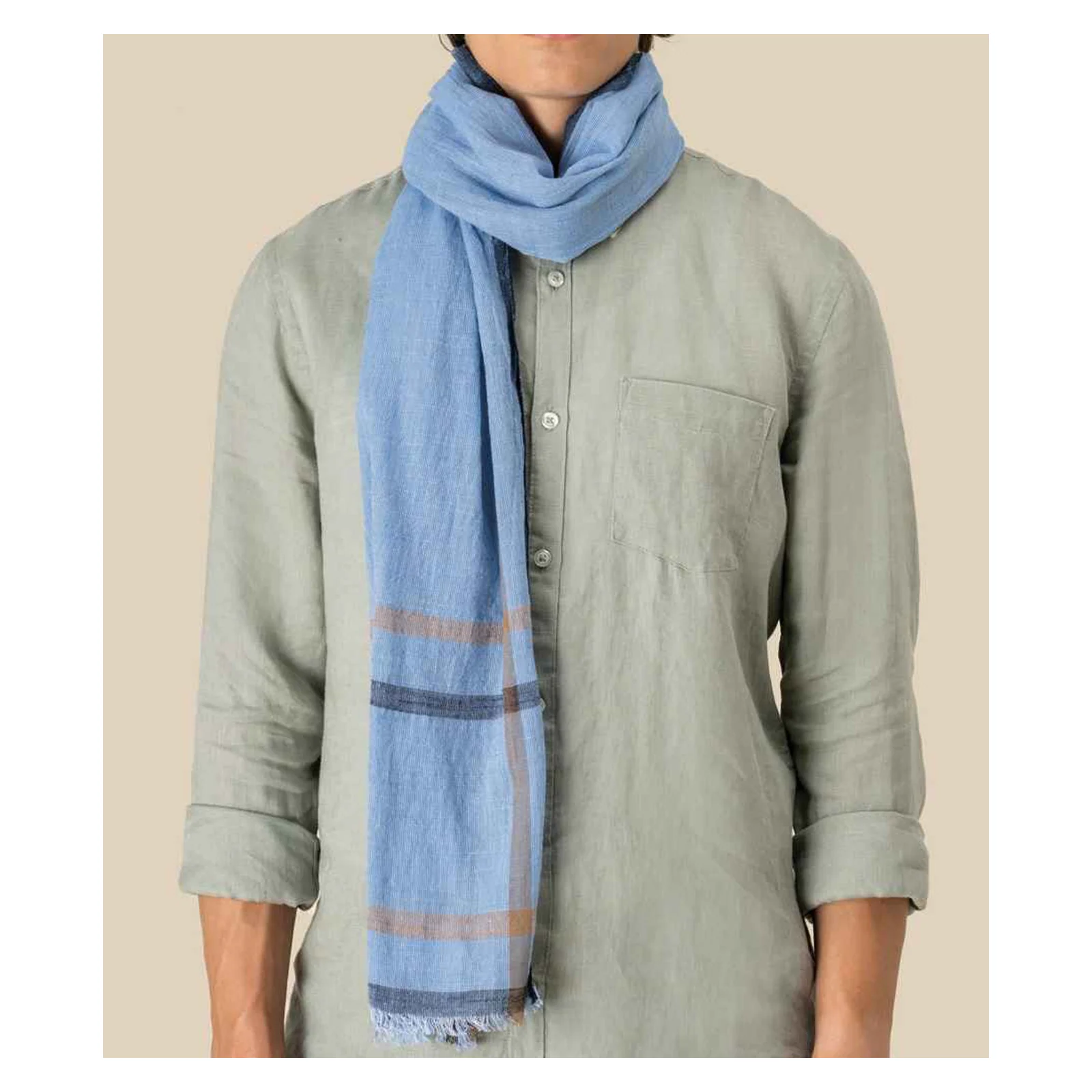 Spasso Blue Double Striped Scarf