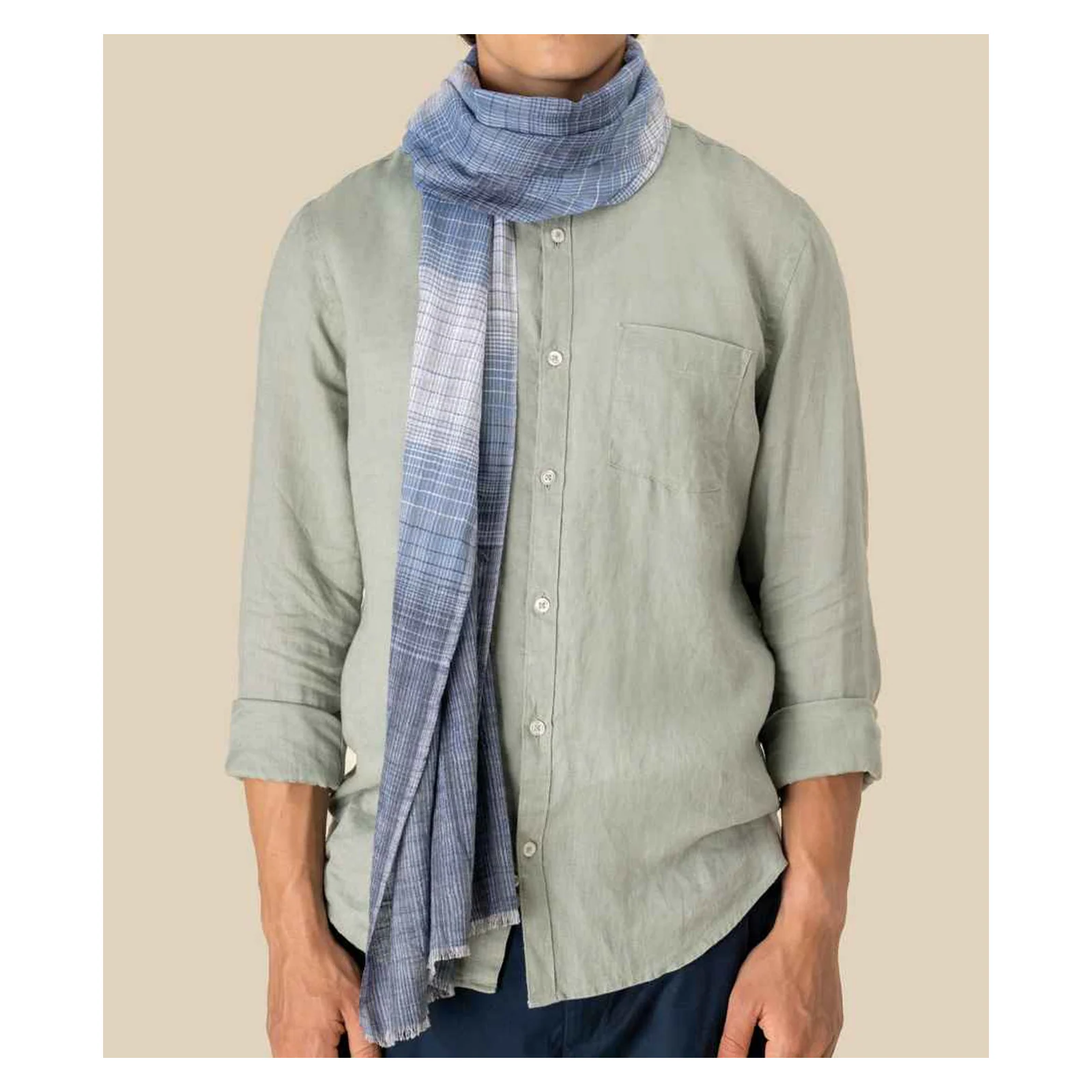 Spasso Blue Classic Check Scarf