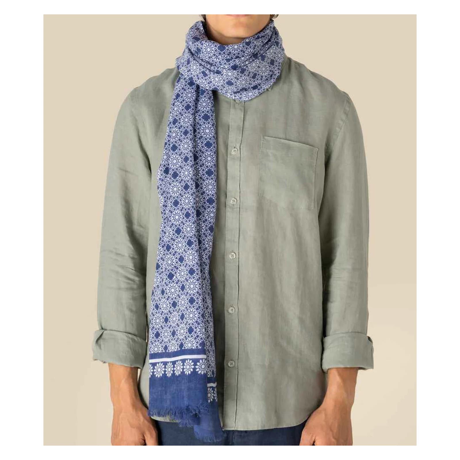 Spasso Blue Floral Mosaic Scarf
