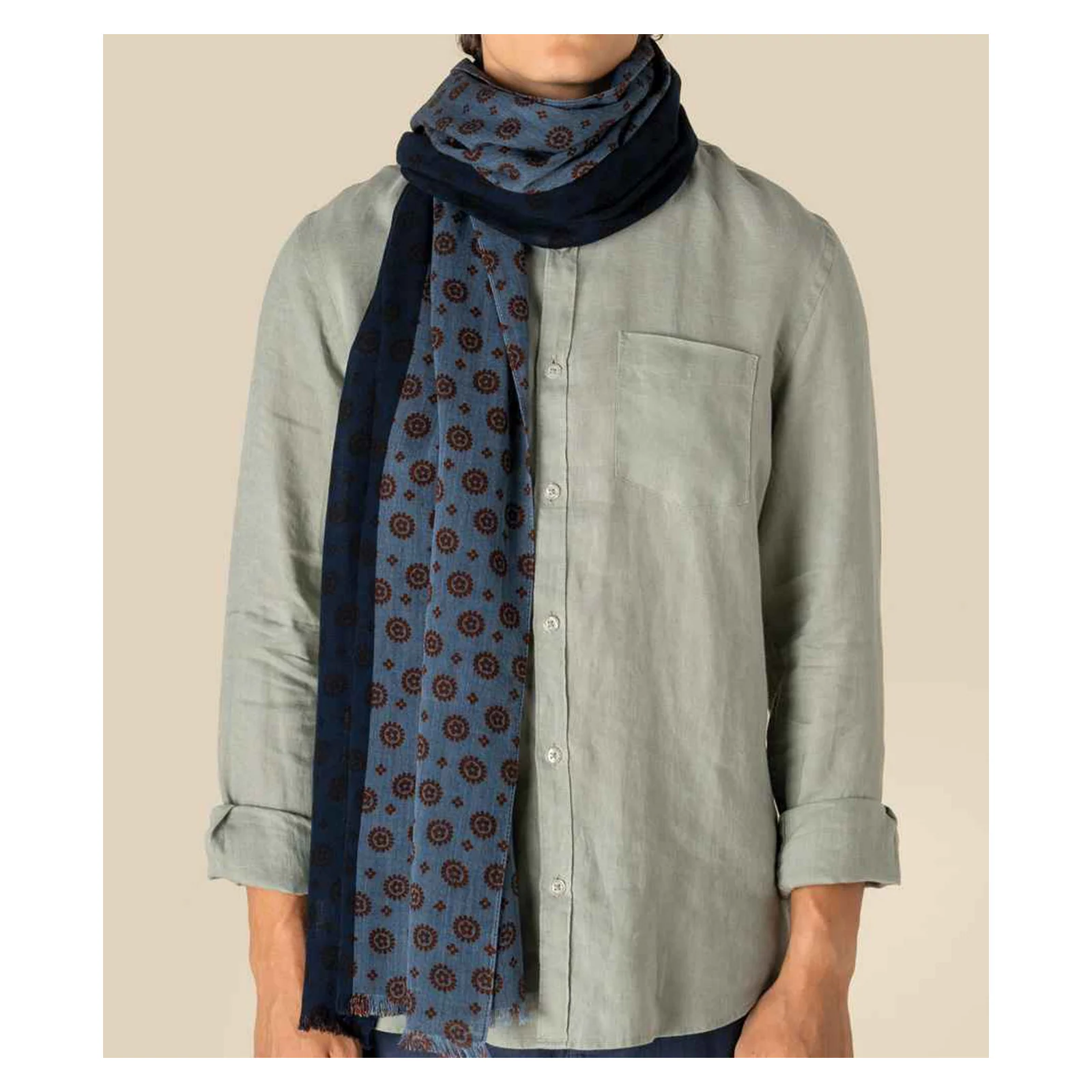 Spasso Blue Garnet Flowers Scarf