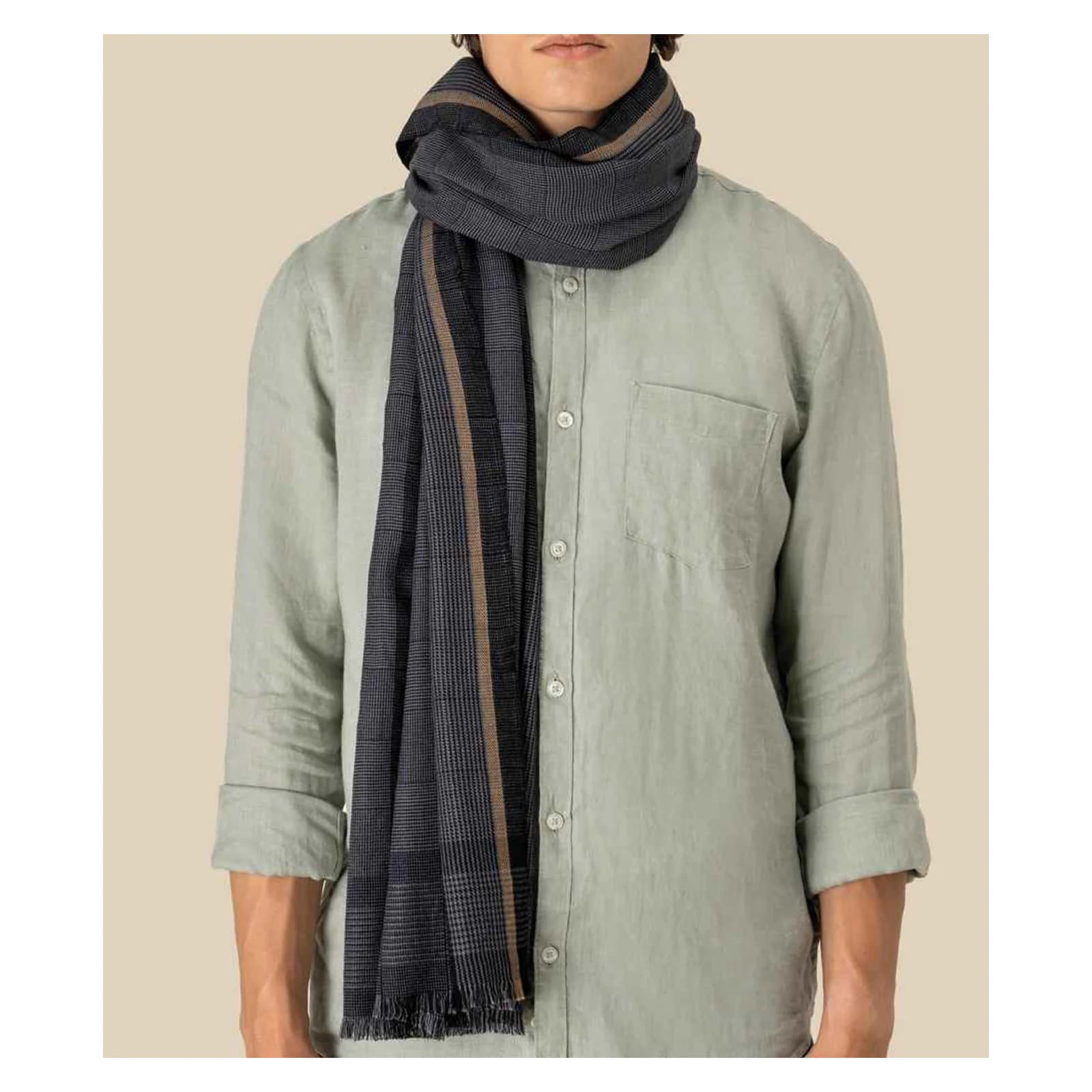 Spasso Grey Pixel Check Scarf