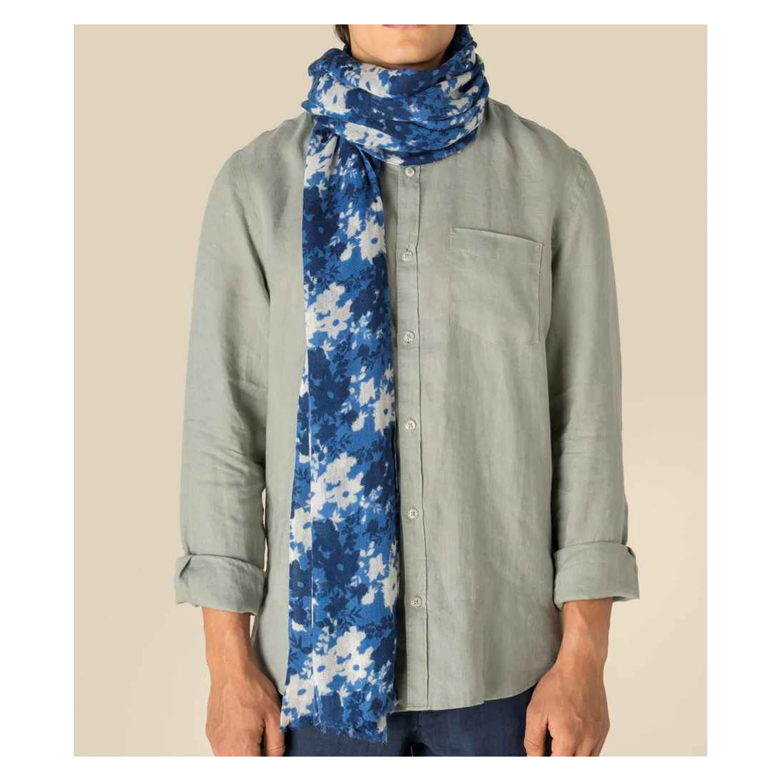 Spasso Blue Floral Scarf