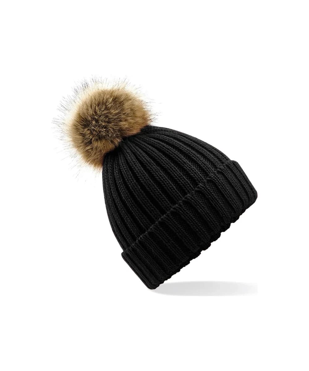 Fur Pop Pom Chunky Beanie