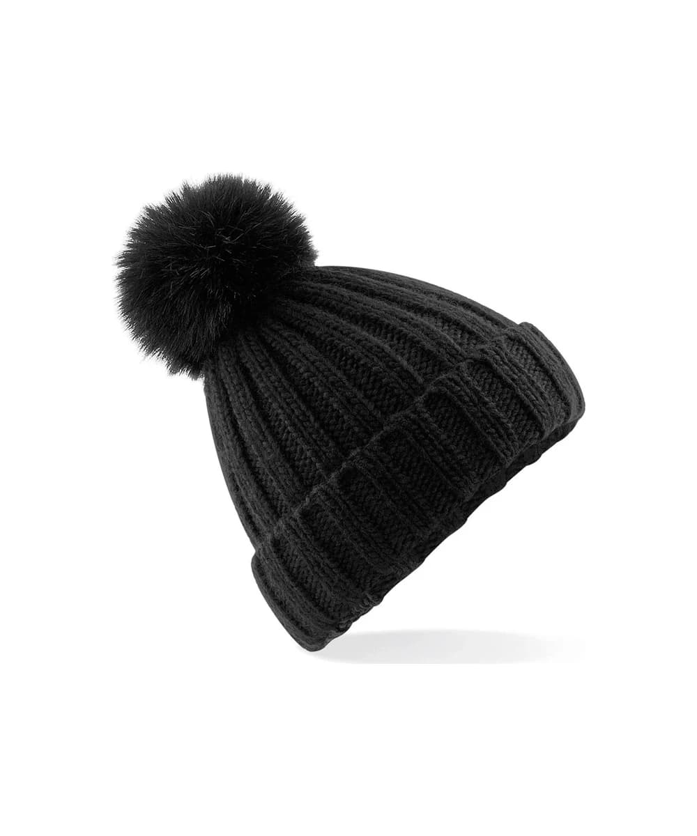 Verbier Fur Pop Pom Chunky Beanie