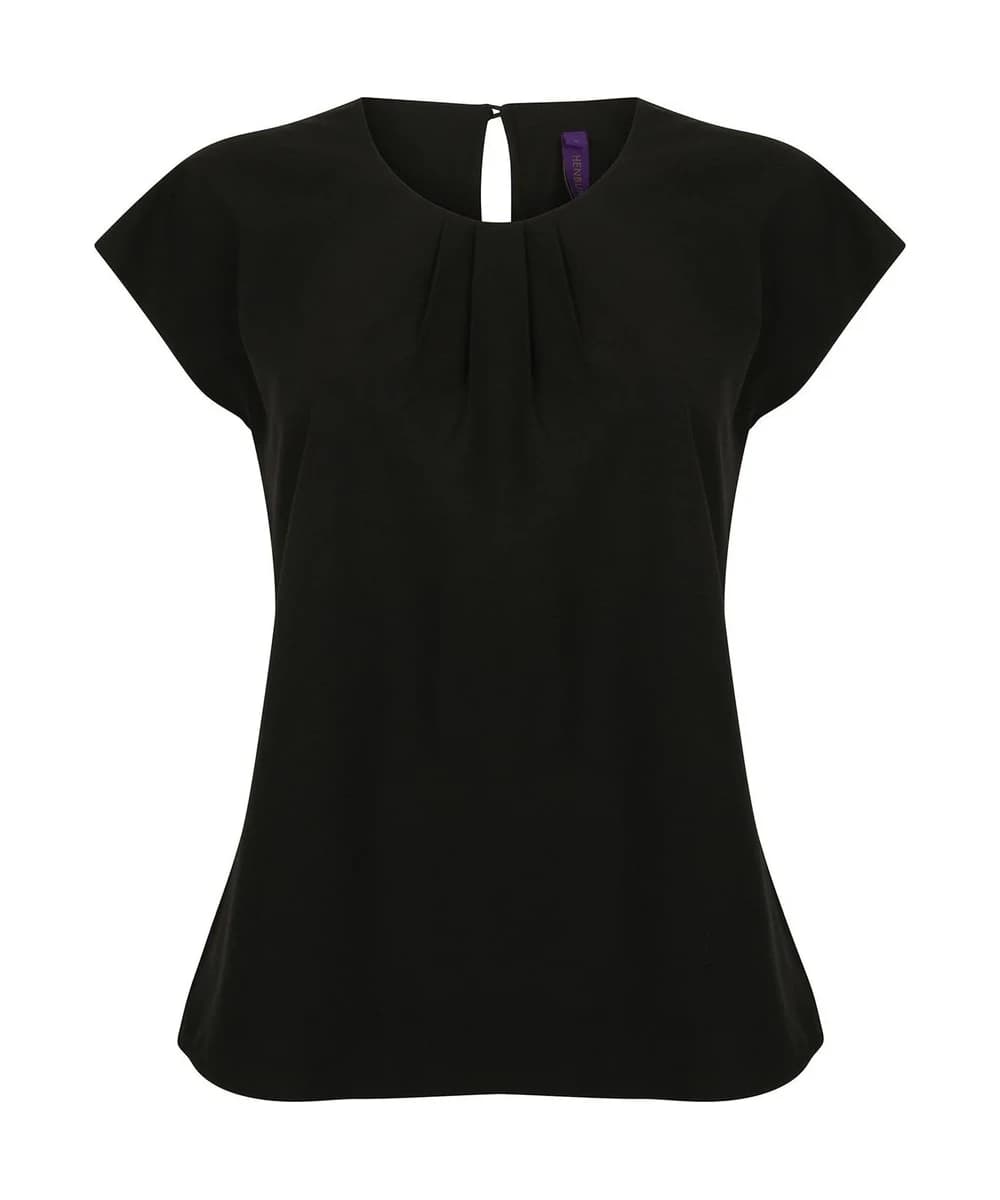 Women's Pleat Front Short Sleeve Blouse