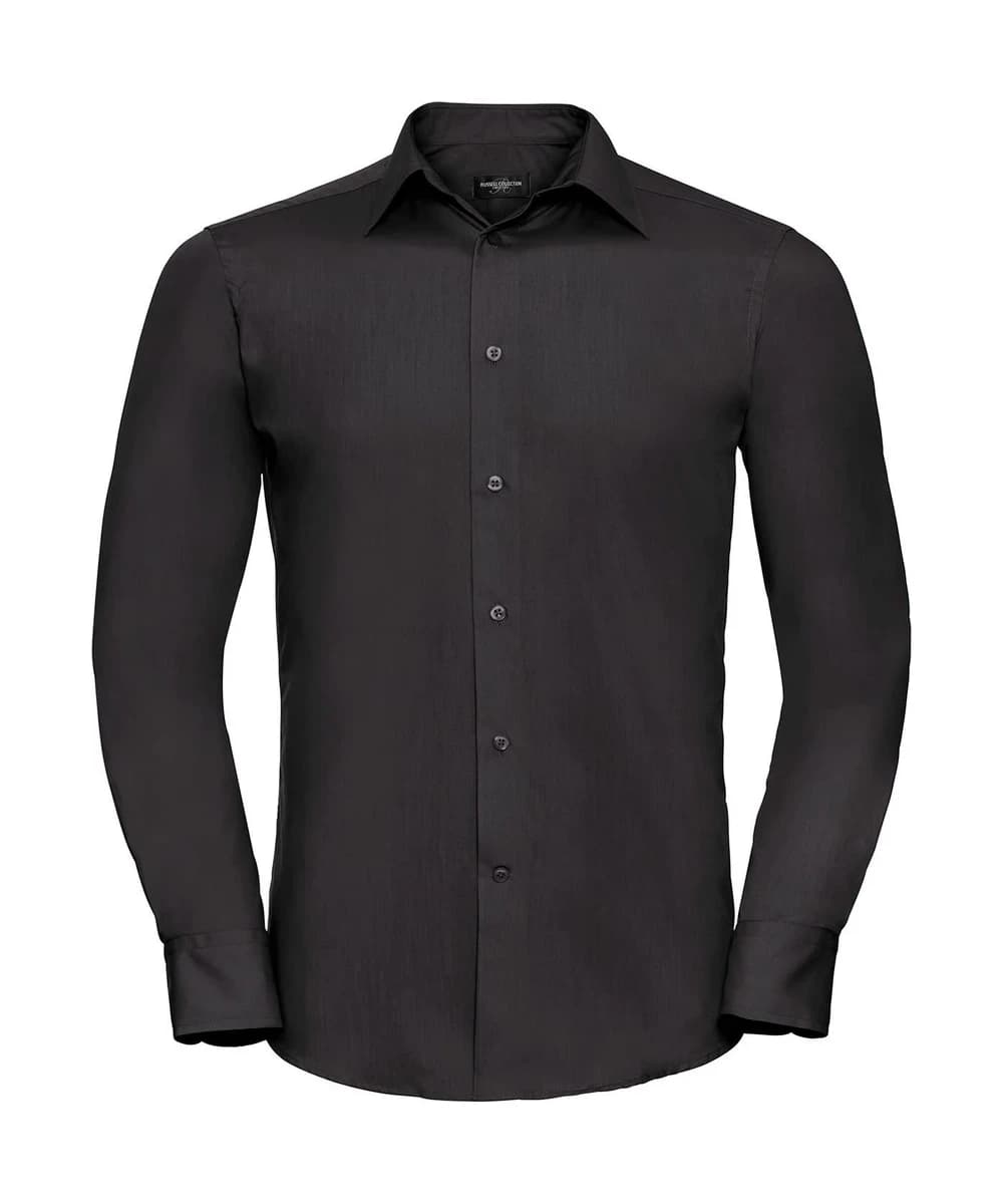 Long Sleeve Polycotton Easycare Fitted Poplin Shirt