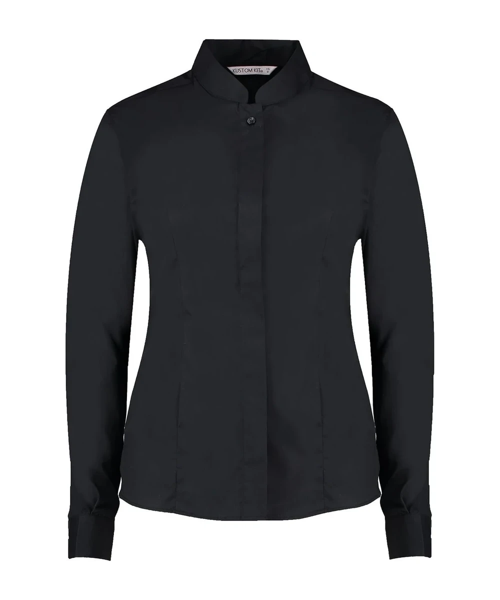 Women's Mandarin Collar Shirt Long-Sleeved (tailored Fit)