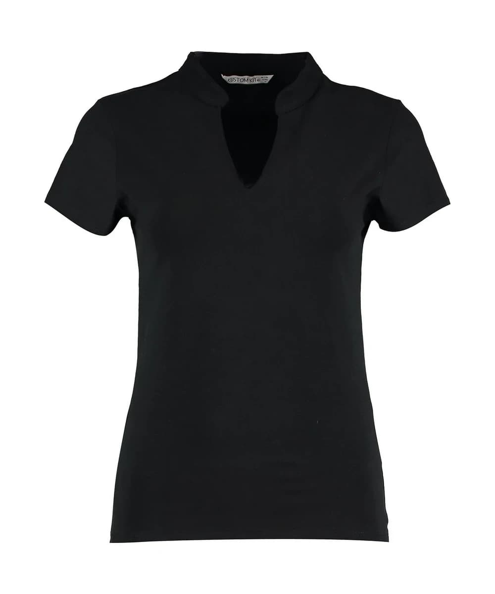 Women's Corporate Short-Sleeved Top V-Neck Mandarin Collar (regular Fit)