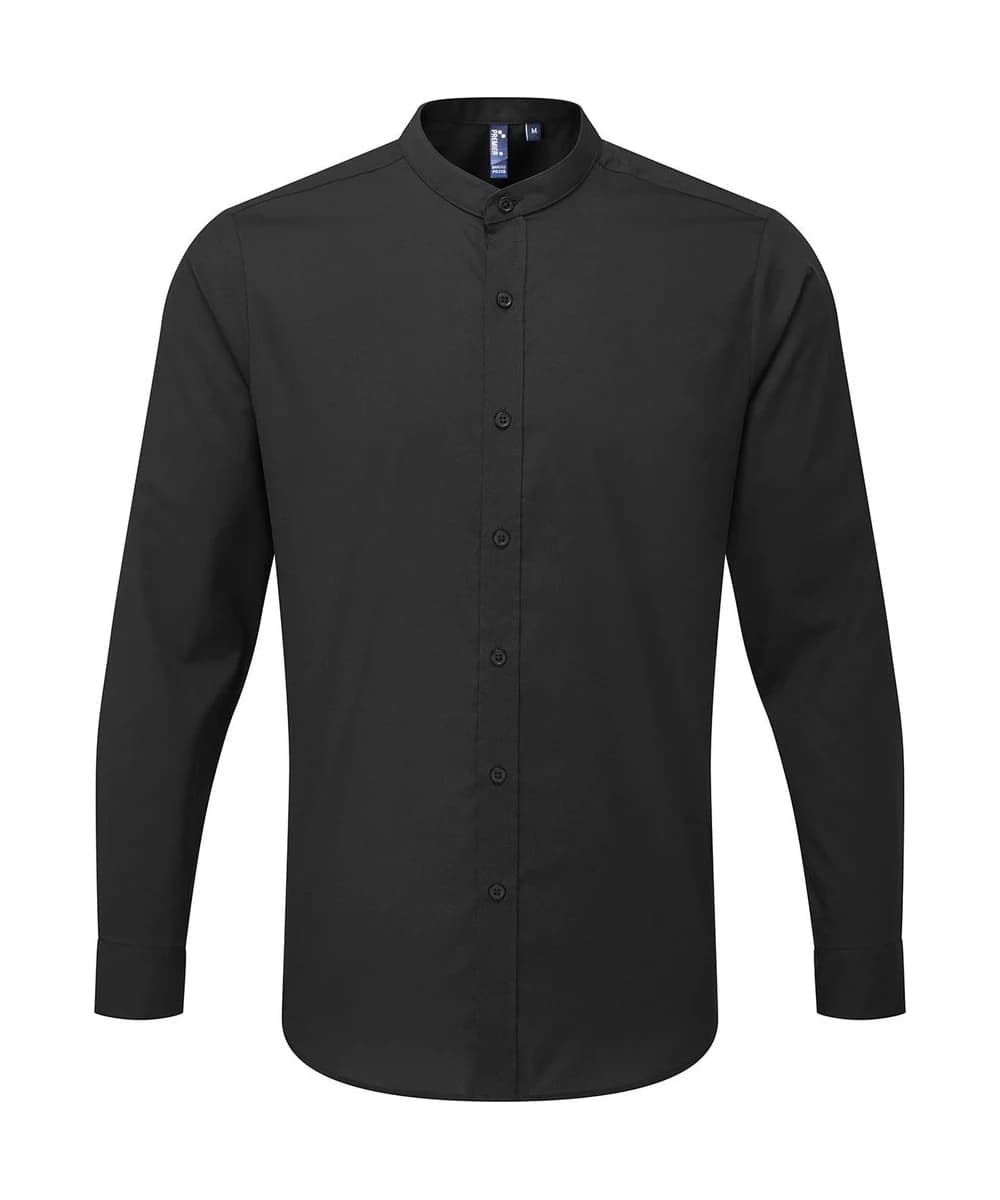 Banded Collar Grandad Long Sleeve Shirt
