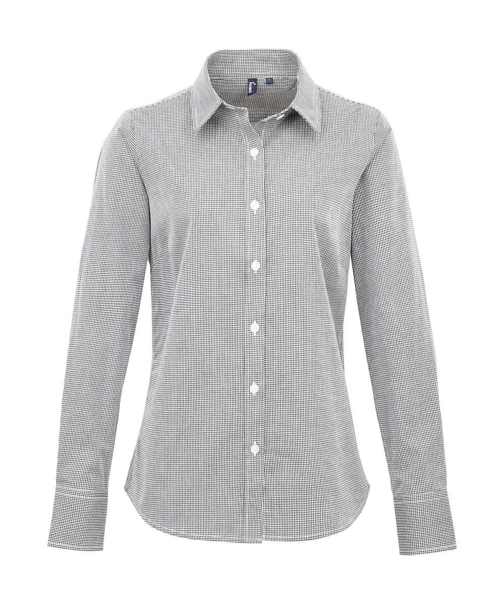 Women's Microcheck (gingham) Long Sleeve Cotton Shirt