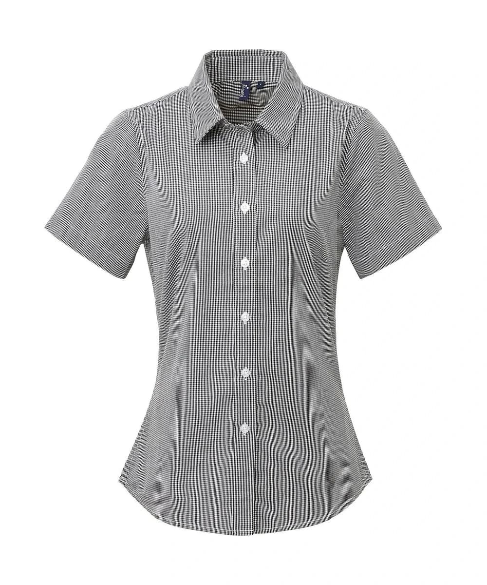 Women's Microcheck (gingham) Short Sleeve Cotton Shirt