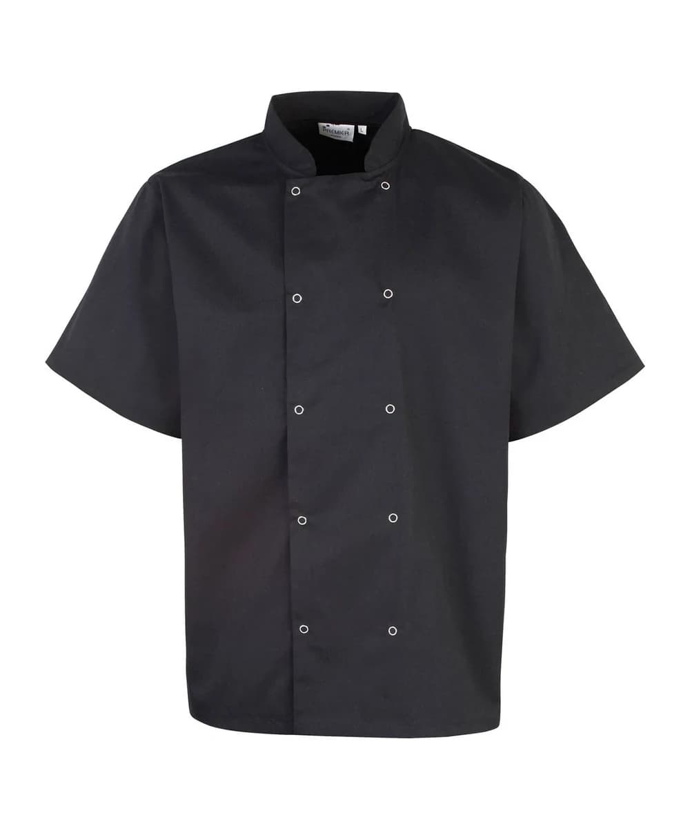 Studded Front Short Sleeve Chef's Jacket