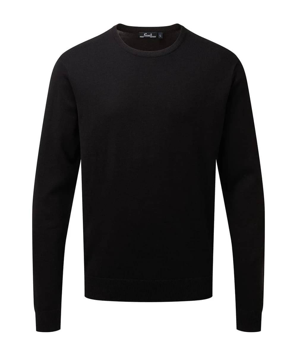 Crew Neck Cotton-Rich Knitted Sweater
