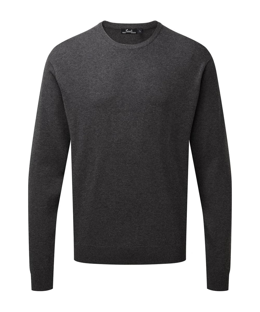 Crew Neck Cotton-Rich Knitted Sweater