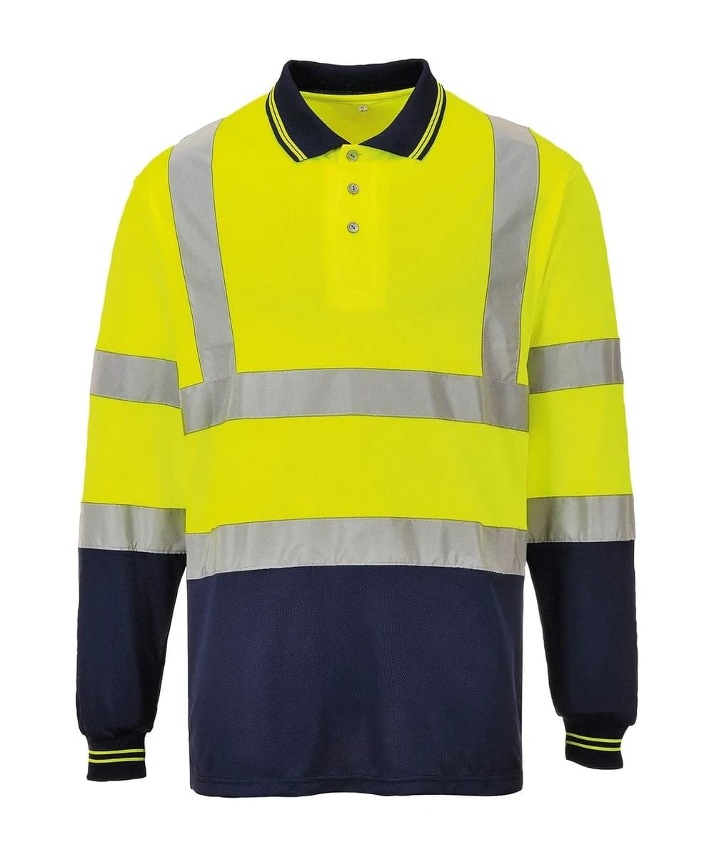 Two-Tone Long Sleeve Polo