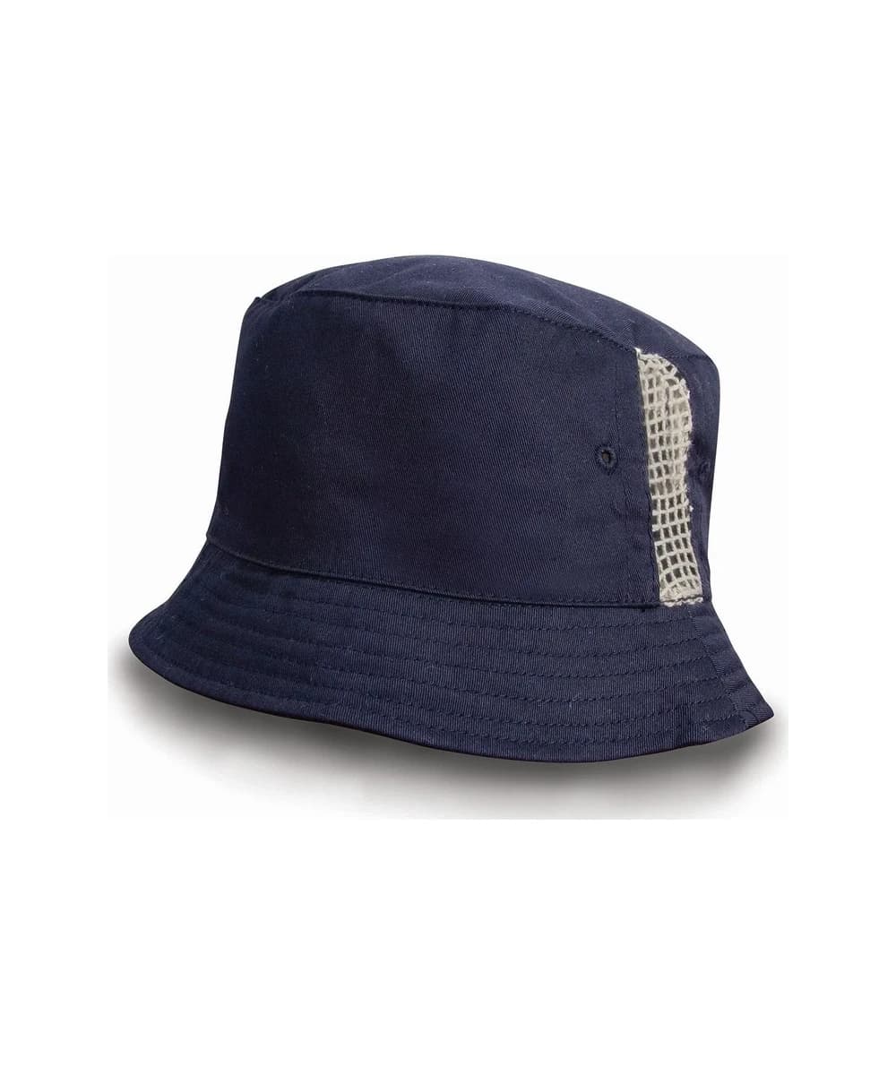 Deluxe Washed Cotton Bucket Hat With Side Mesh Panels