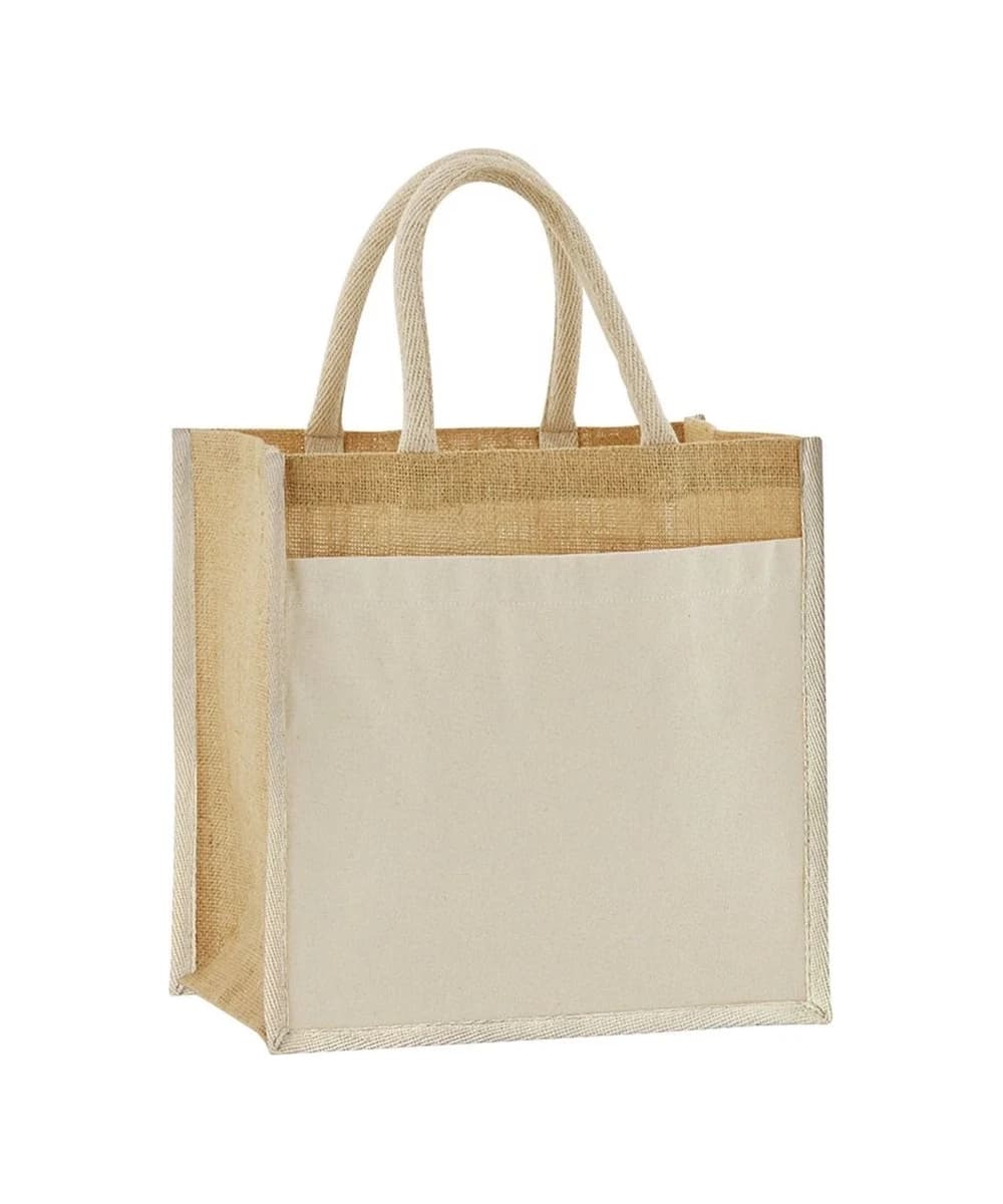 Cotton Pocket Natural Starched Jute Midi Tote