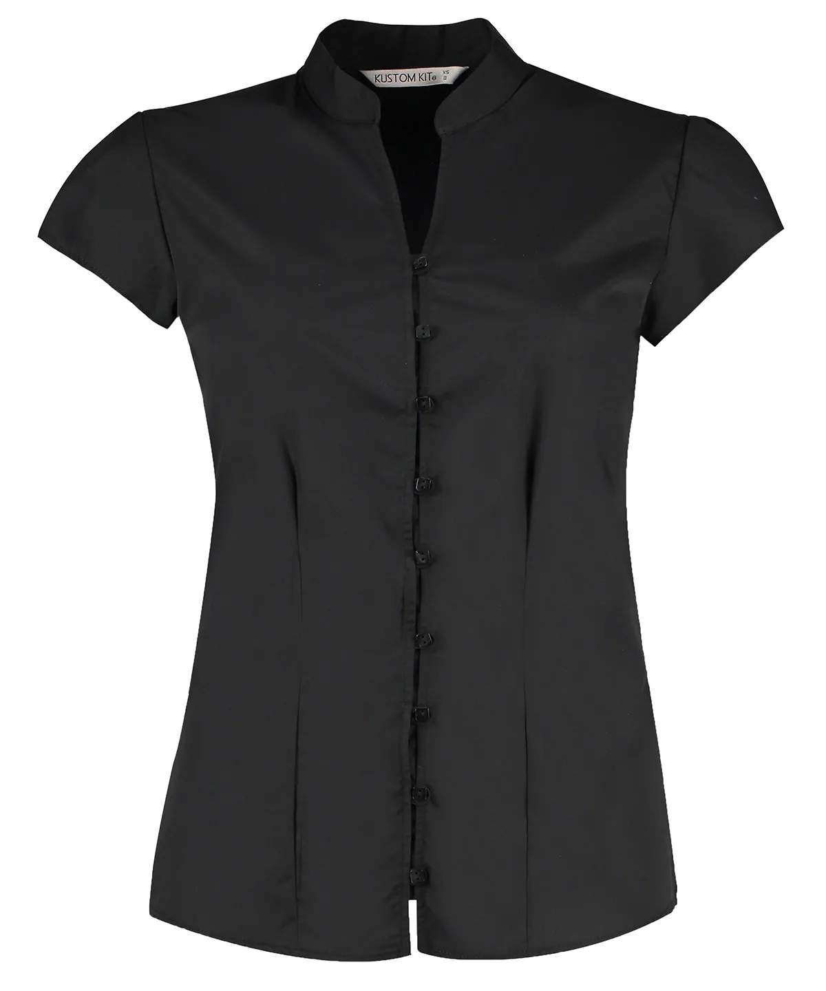 Women's Continental Blouse Mandarin Collar Cap Sleeve (tailored Fit)