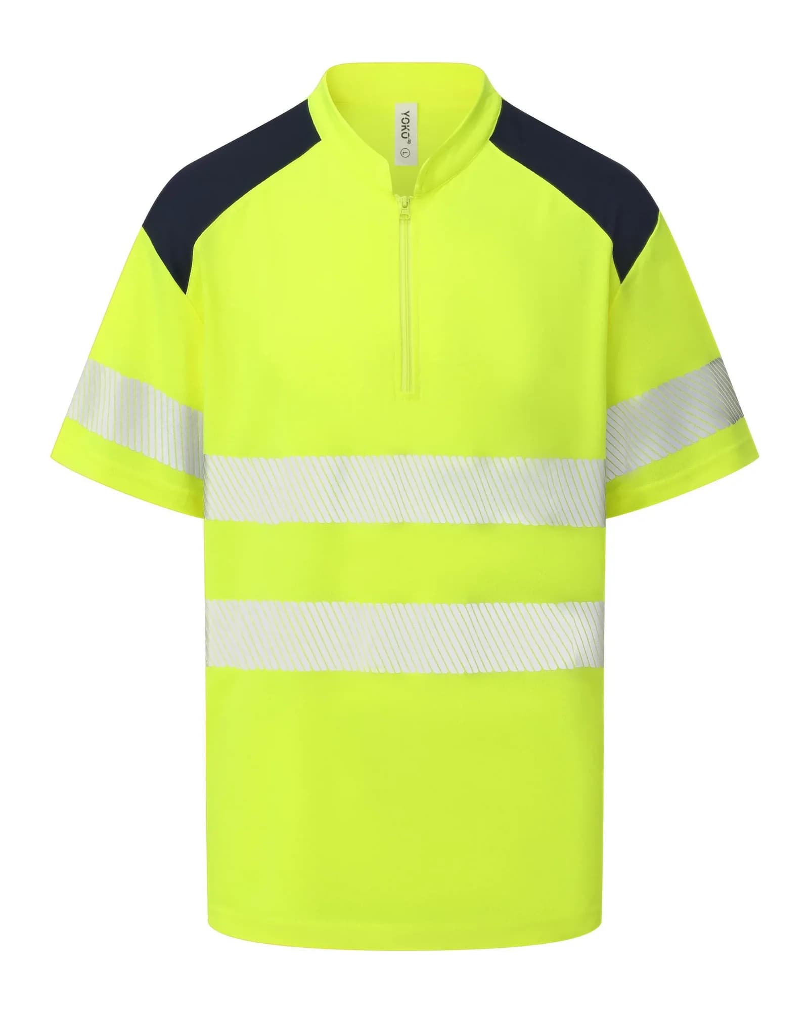 Hi-Vis Mandarin Collar Zip Neck Comfort Trim Polo