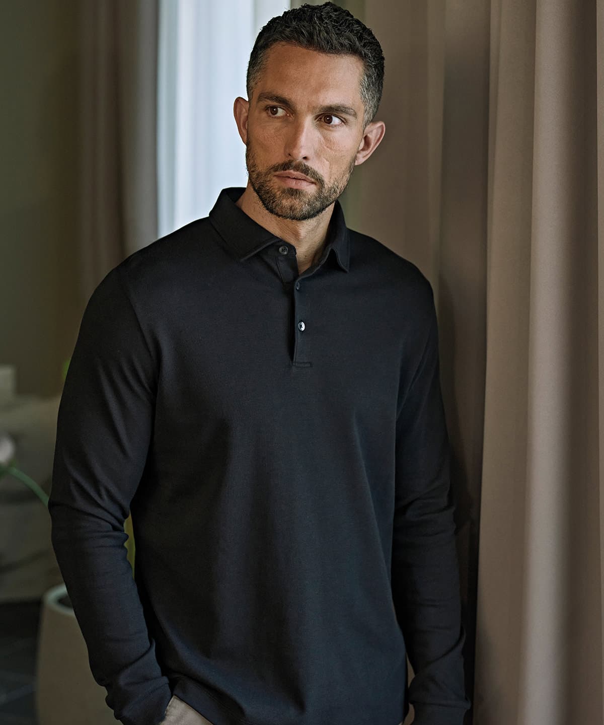 Pima cotton long-sleeve polo product image