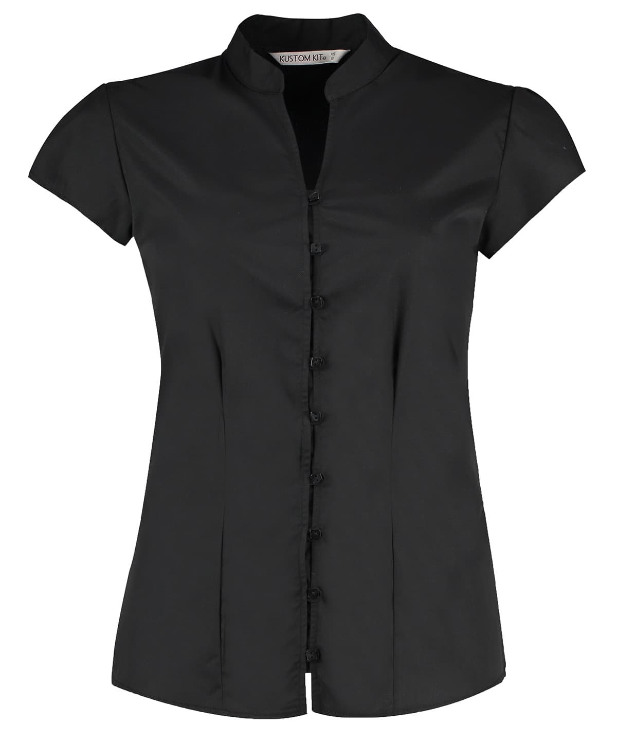 Women's Continental Blouse Mandarin Collar Cap Sleeve (tailored Fit)