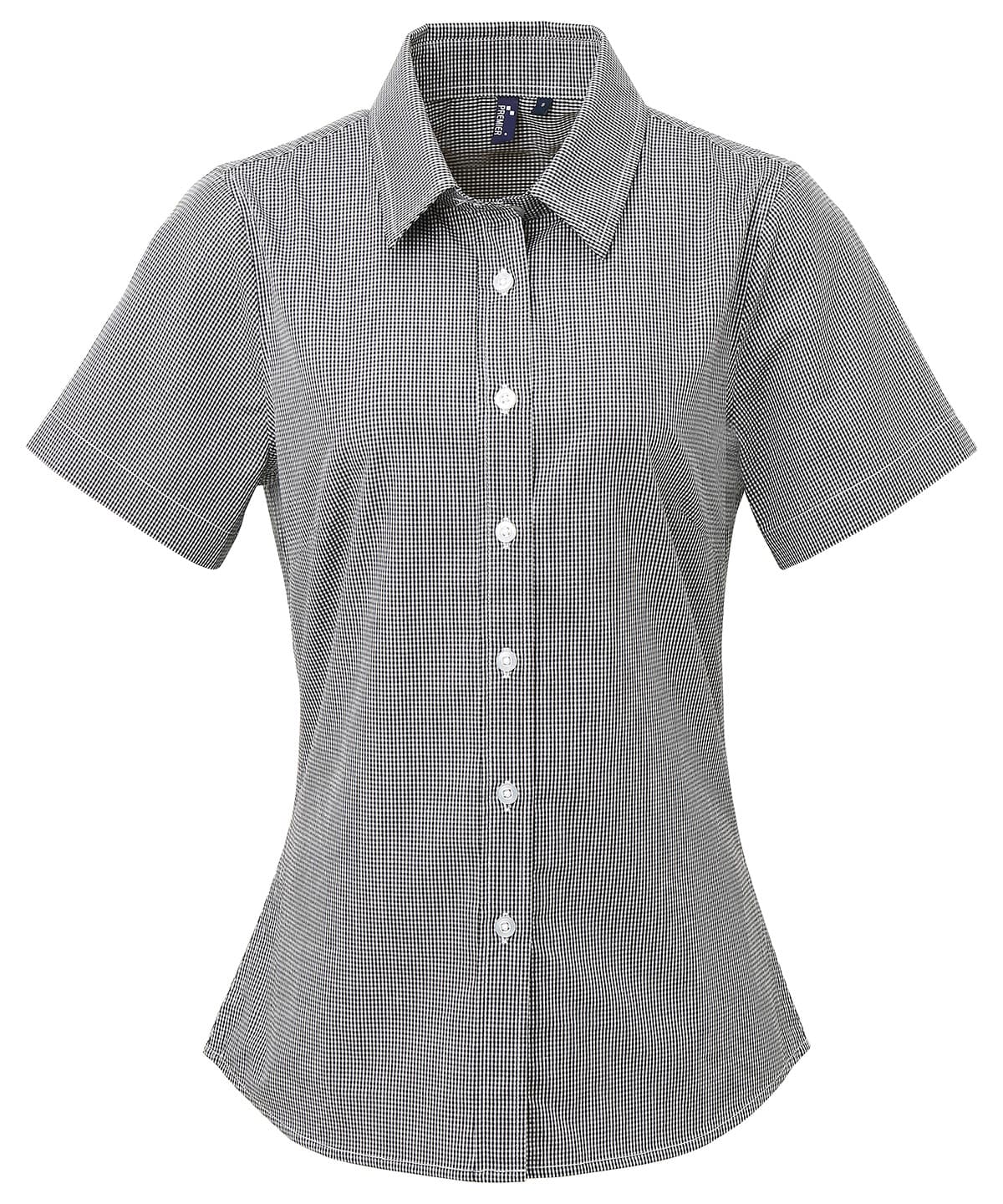 Women's Microcheck (gingham) Short Sleeve Cotton Shirt