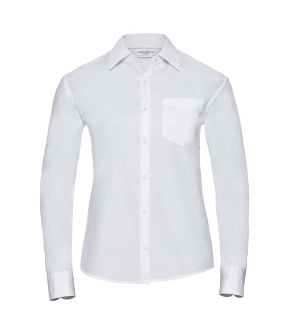 Russell Collection Women's long sleeve pure cotton easycare poplin shirt