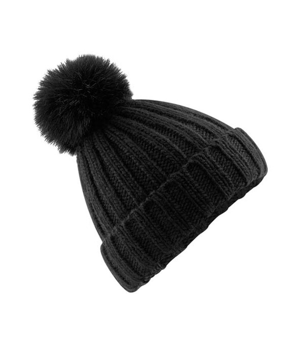 Beechfield Verbier fur pop pom chunky beanie